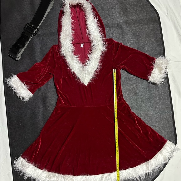 Woman’s Santa Dress with Hood and Black Belt-1xLarge & 1xMedium - Picture 3 of 7